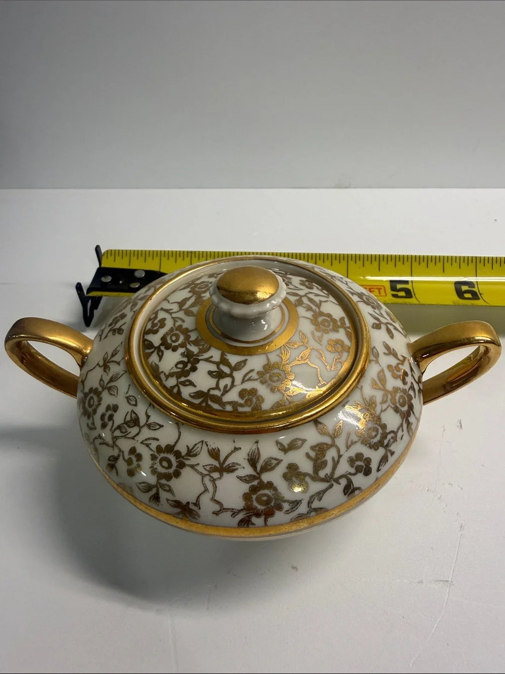 VINTAGE Porcelain White and Gold Creamer and Sugar Bowl Set